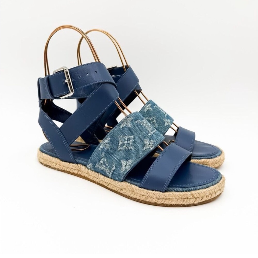 🔴SOLD🔴 Authentic Louis Vuitton Blue Espadrille Sandals with Cross-Strap Design